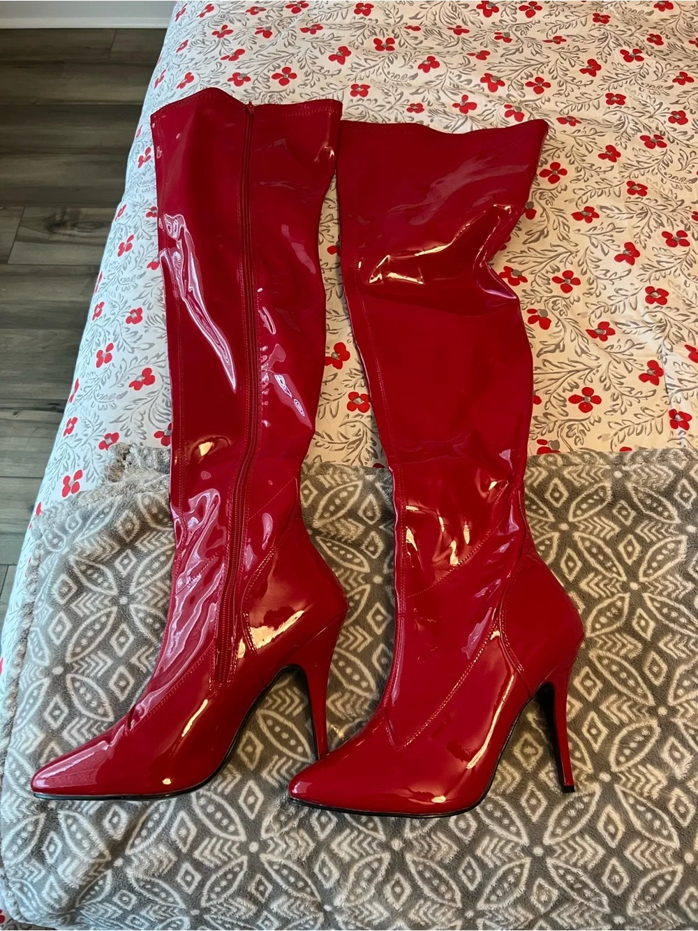 Seduce-3000 Pleaser Red Over-the-Knee Boots